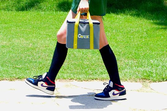 Numbered Block Toss Set, 12 blocks and a throwing pin in use